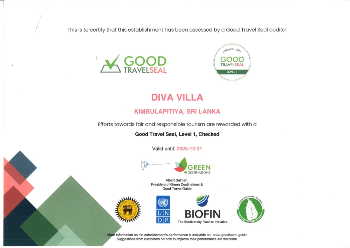 Good Travel Seal Certificate — Diva Villa